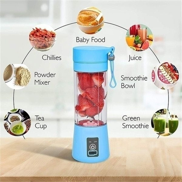 Rechargeable Portable Mini Juicer Blender – 6 Blades[Random Color]